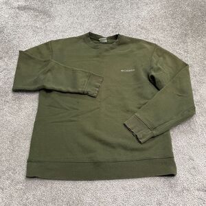 Columbia Sweatshirt Mens Small Green Crew Neck Pullover Fleece Casual Outdoor